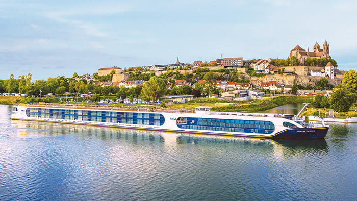 Spirit of the Rhine cruising past Breisach in Germany